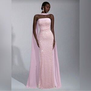 Elitara beaded strapless maxi dress with detachable halter